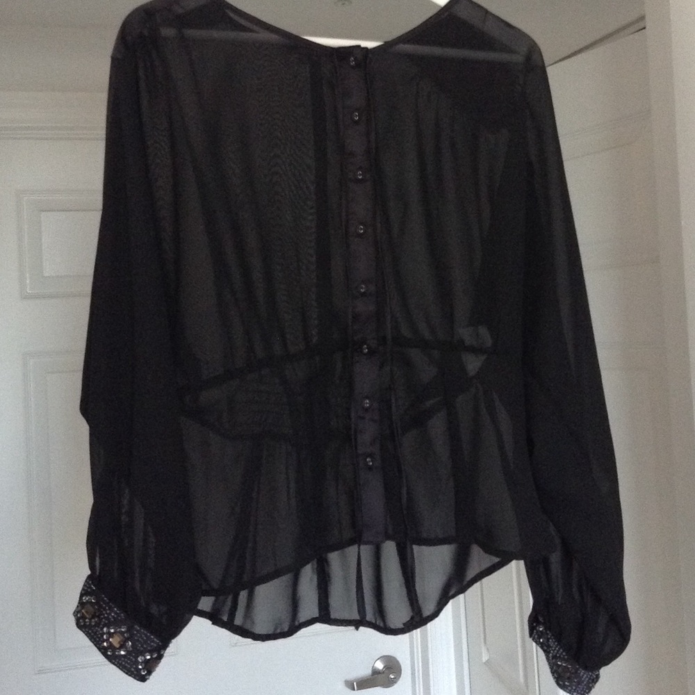 XOXO BLACK SEE-THROUGH BLOUSE